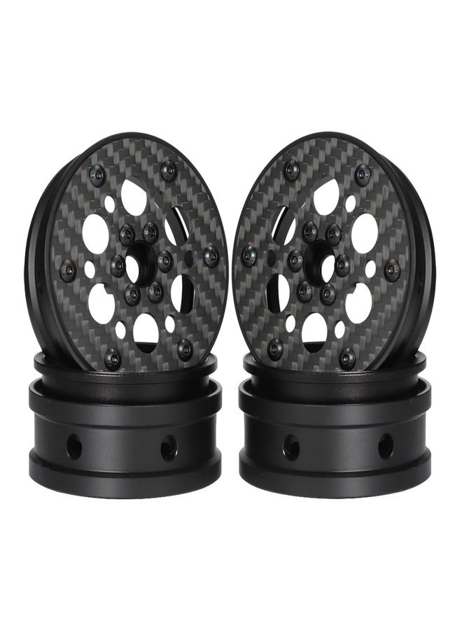 VNUHV 2.2 Carbon Fiber Aluminum Beadlock Wheels Rim for 1/10 RC Rigs Crawler Capra SCX10 PRO Wraith TRX4 Gmade R1 Element Enduro DIY (Black B) - Image 1